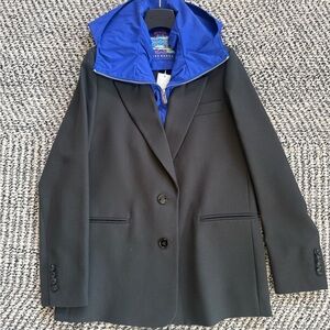 Tory Burch Black/Grey Blazer with Detachable Royal Blue Hood size small